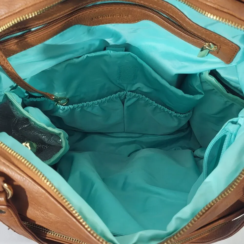 Mominside Diaper bag/ Tote Backpack Vegan Leather Insulated Pouches Many Pockets